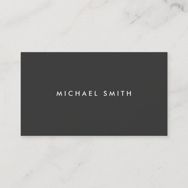 Professional Elegant Modern Black Plain Simple Business Card (Front)