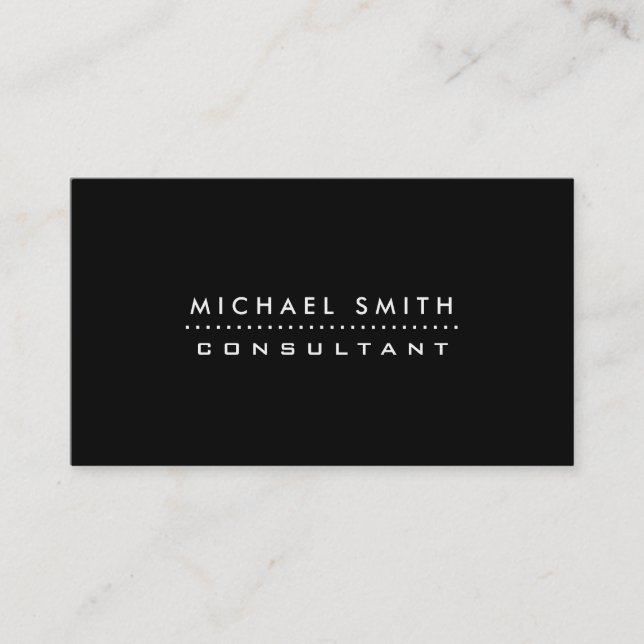 Professional Elegant Modern Black  Simple Plain Business Card (Front)