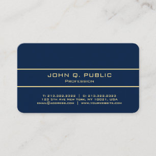 Professional Elegant Modern Blue And Gold Luxury Business Card
