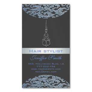 Professional elegant modern chic damask scissors magnetic business card