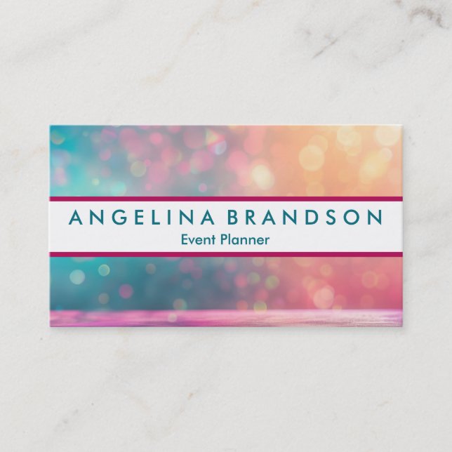 Professional Elegant Modern Glitter Event Planner Business Card (Front)