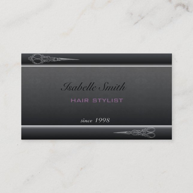 Professional elegant modern hair stylist business card (Front)