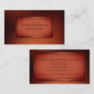 Professional Elegant Modern Metallic Orange Ombre' Business Card