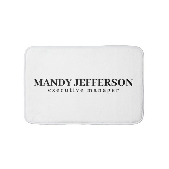 Professional elegant modern minimalist add name bath mat (Front)
