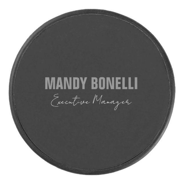 Professional elegant modern minimalist add name hockey puck (Front)