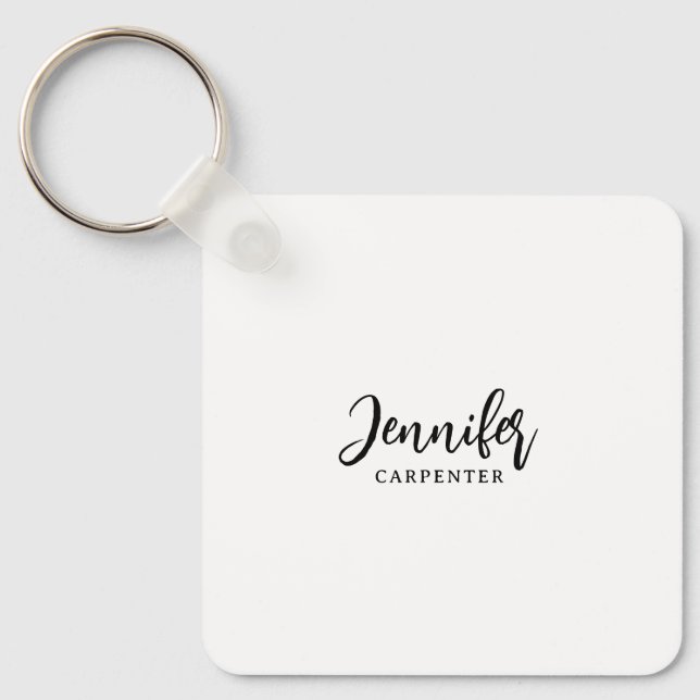 Professional elegant modern minimalist add name key ring (Front)