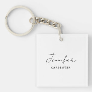 Professional elegant modern minimalist add name key ring