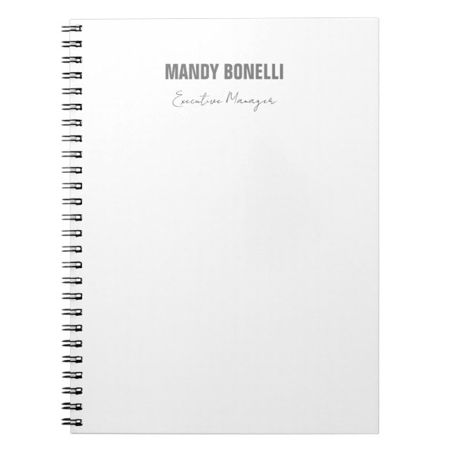 Professional elegant modern minimalist add name notebook (Front)