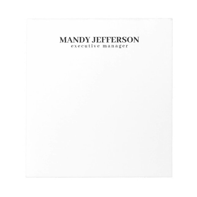 Professional elegant modern minimalist add name notepad (Front)