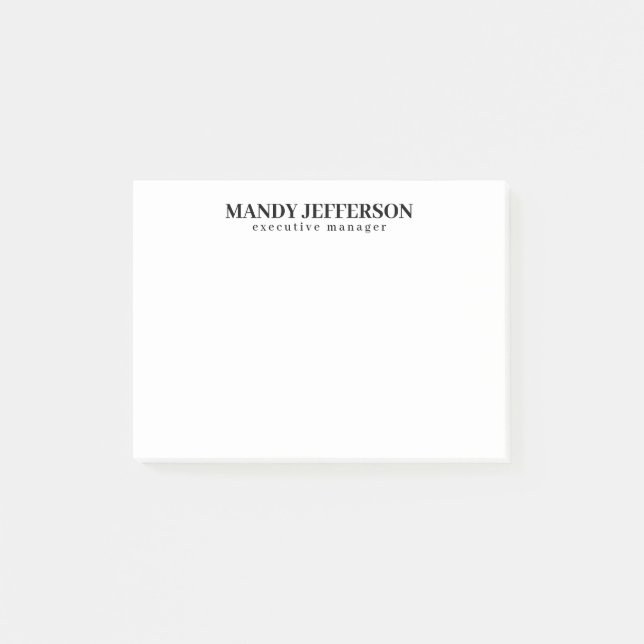 Professional elegant modern minimalist add name post-it notes (Front)