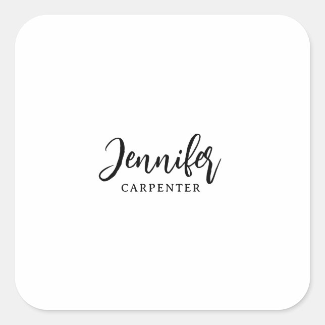 Professional elegant modern minimalist add name square sticker (Front)
