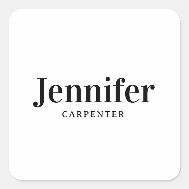 Professional elegant modern minimalist add name square sticker (Front)