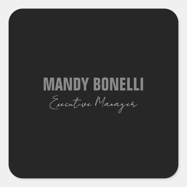 Professional elegant modern minimalist add name square sticker (Front)