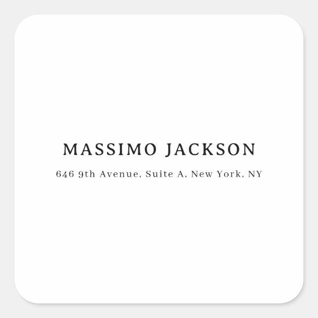Professional elegant modern minimalist add name square sticker (Front)