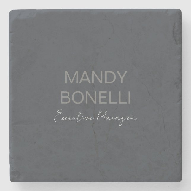 Professional elegant modern minimalist add name stone coaster (Front)