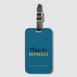Professional elegant modern minimalist blue gold luggage tag