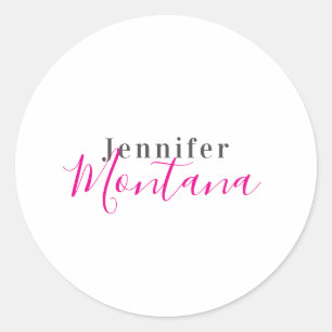 Professional elegant modern minimalist name classic round sticker