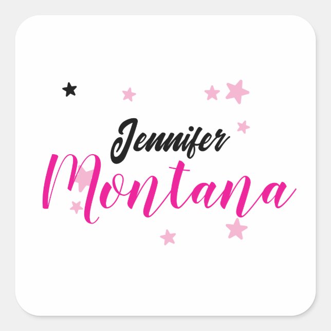 Professional elegant modern minimalist name square sticker (Front)