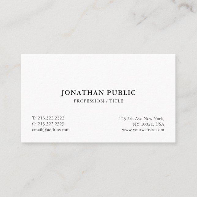 Professional Elegant Modern Minimalist Template Business Card (Front)