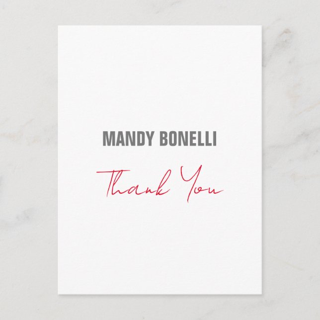 Professional elegant modern minimalist thank you postcard (Front)
