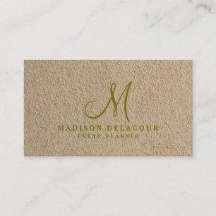Professional Elegant Modern Monogram Beige Sand Business Card