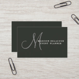 Professional Elegant Modern Monogram Blue & White Business Card