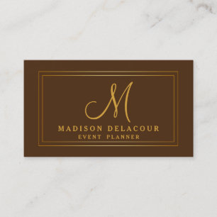 Professional Elegant Modern Monogram Gold & White Business Card