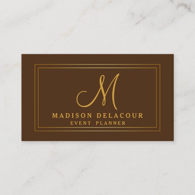 Professional Elegant Modern Monogram Gold & White Business Card (Front)