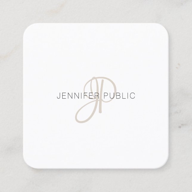 Professional Elegant Modern Monogrammed Template Square Business Card (Front)