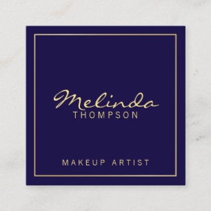 Professional Elegant Modern Navy Blue and Gold Square Business Card