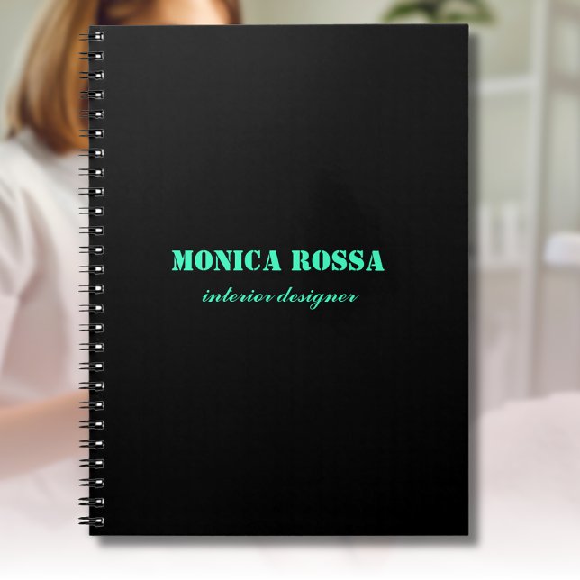 Professional Elegant Modern Neon Teal Black Notebook (Creator Uploaded)