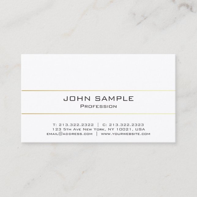Professional Elegant Modern Plain Gold Deluxe Business Card (Front)