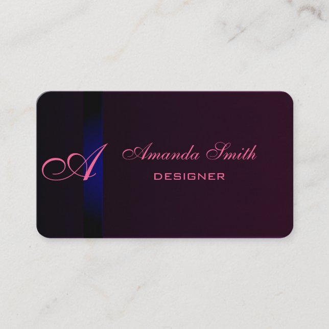 Professional elegant modern plain velvet monogram business card (Front)