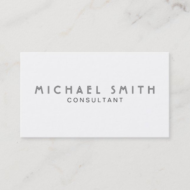 Professional Elegant Modern Plain White Simple Business Card (Front)