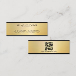 Professional Elegant Modern QR Code Black And Gold Mini Business Card