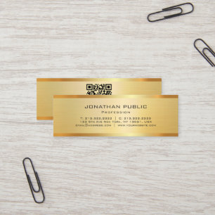 Professional Elegant Modern QR Code Glamour Gold Mini Business Card