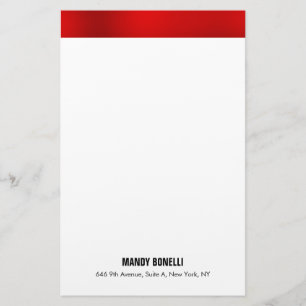 Professional elegant modern red white trendy stationery