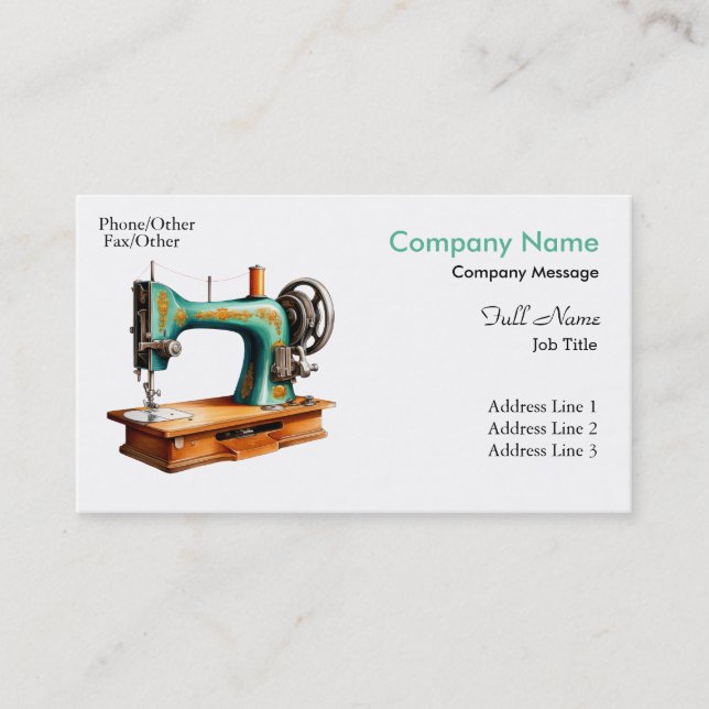 Professional Elegant Modern Sewing Machine Business Card (Front)