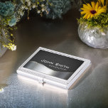 Professional Elegant Modern Silver & Black Leather Business Card Holder<br><div class="desc">Professional Elegant Modern Silver Metal and Black Leather Customisable Business Card. 
Ideal for Accountants,  Realtors,  Attorneys,  Real Estate Agents,  Lawyers,  Brokers and Corporate Professionals.</div>