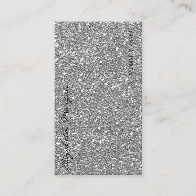 Professional Elegant Modern Silver Glitter Business Card (Front)