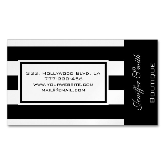 Professional elegant modern wide stripes magnetic business card (Front)