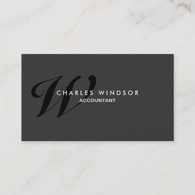 Professional Elegant Monogram Black Business Card (Front)