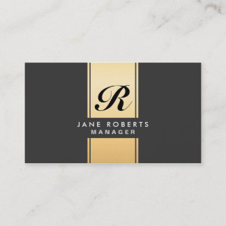 Professional Elegant Monogram Cosmetologist Gold Business Card