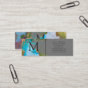 Professional Elegant Monogram Grey Custom Mini Business Card