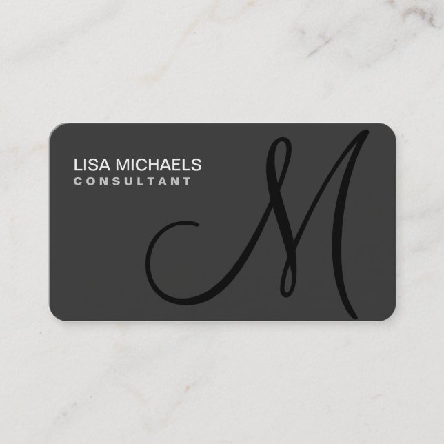 Professional Elegant Monogram Makeup Artist Black Business Card (Front)
