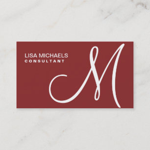 Professional Elegant Monogram Makeup Artist Red Business Card
