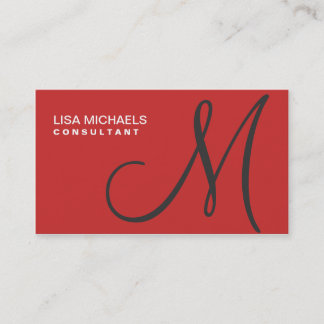 Professional Elegant Monogram Makeup Artist Red Business Card