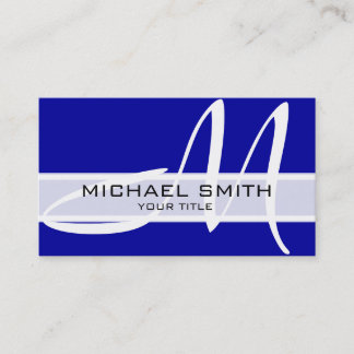Professional Elegant Monogram Modern Blue Business Card