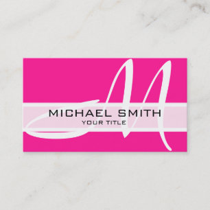 Professional Elegant Monogram Modern Deep Pink Business Card