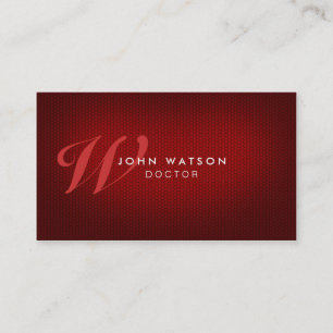 Professional Elegant Monogram Red Business Card